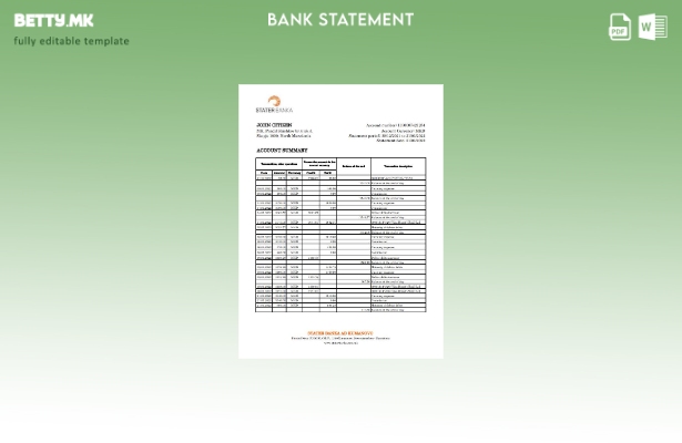 модерен стил Северна Македонија Статер банка банкарски шаблон ексел